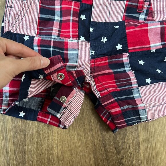 Gymboree Madras Shortalls & Plaid Button Down Shirt American Patriotic Sz 12-18 - Picture 5 of 12